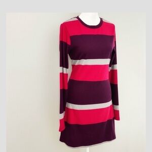 NWT Anthropologie Sanctuary Dress Ribbed Fitted Long Sleeve Stripe Pink Purple